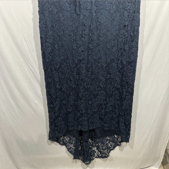 NEW $508 Tadashi Shoji [ PLUS SZ 20W ] Aileen High Low‎ Lace Gown in Blue - Picture 7 of 12